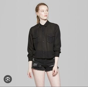 Wild Fable Western Long Sleeve Button Down Studded Shirt Medium